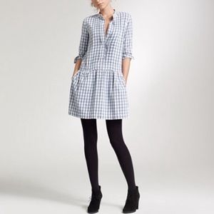 J. Crew Sundrine Blue Gingham Flannel Shirtdress